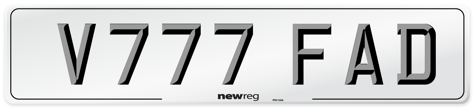V777 FAD Number Plate from New Reg